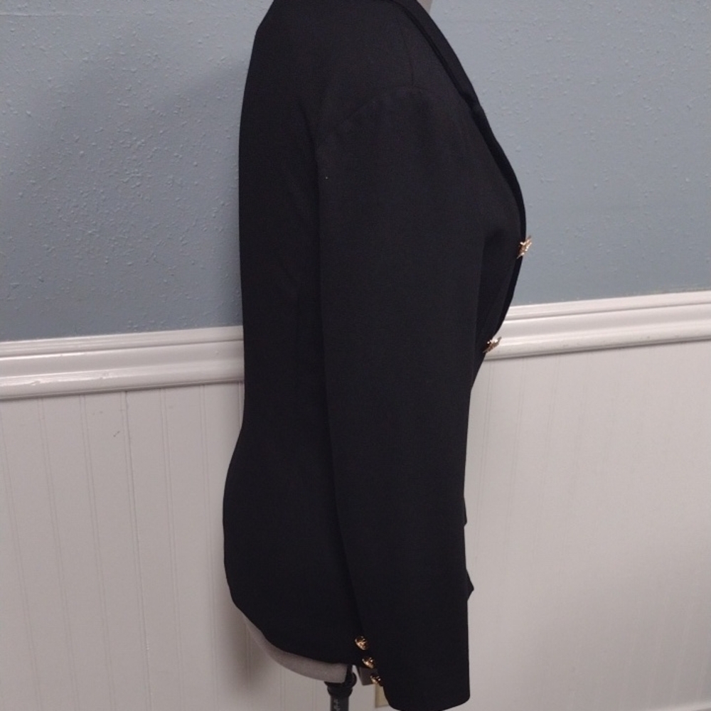 Attitude Unknown Chic Black Double-Breasted Blazer with Gold Accents - Picture 6 of 16
